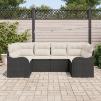 Produktbild för Trädgårdsoffset med lagring 6 pcs Svart och vit Poly rattan