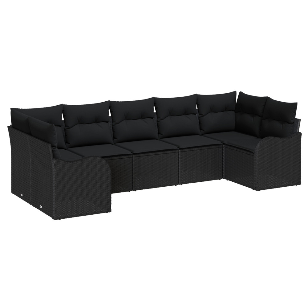 Produktbild för Trädgårdsoffset med lagring 7 pcs Svart Poly rattan