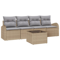 Produktbild för Trädgårdsoffset med lagring 5 pcs Beige och Grå konstrotting