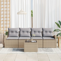 Produktbild för Trädgårdsoffset med lagring 5 pcs Beige och Grå konstrotting