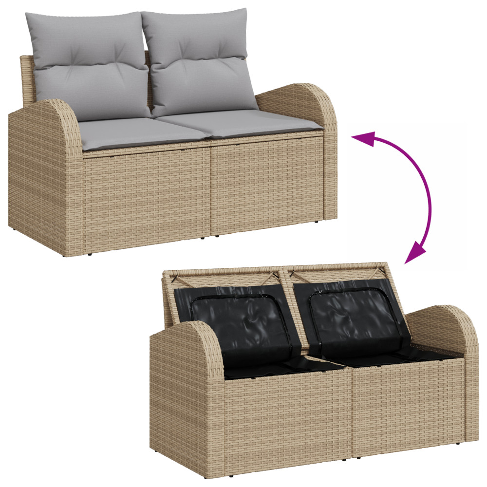 Produktbild för Trädgårdsoffset med lagring 5 pcs Beige och Grå konstrotting
