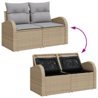 Produktbild för Trädgårdsoffset med lagring 5 pcs Beige och Grå konstrotting