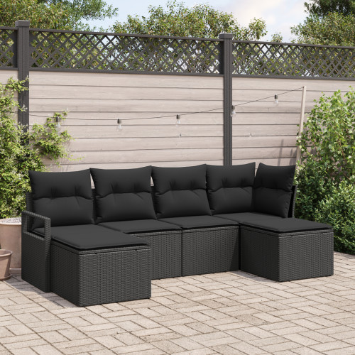 vidaXL Soffset med kudde med lagring 6 pcs Svart konstrotting