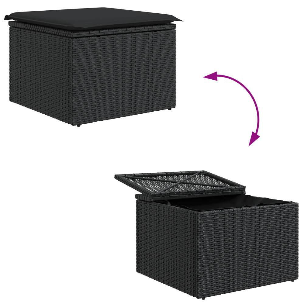 Produktbild för Soffset med kudde med lagring 6 pcs Svart konstrotting