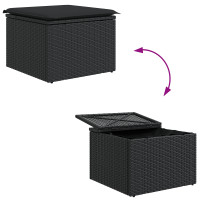 Produktbild för Soffset med kudde med lagring 6 pcs Svart konstrotting