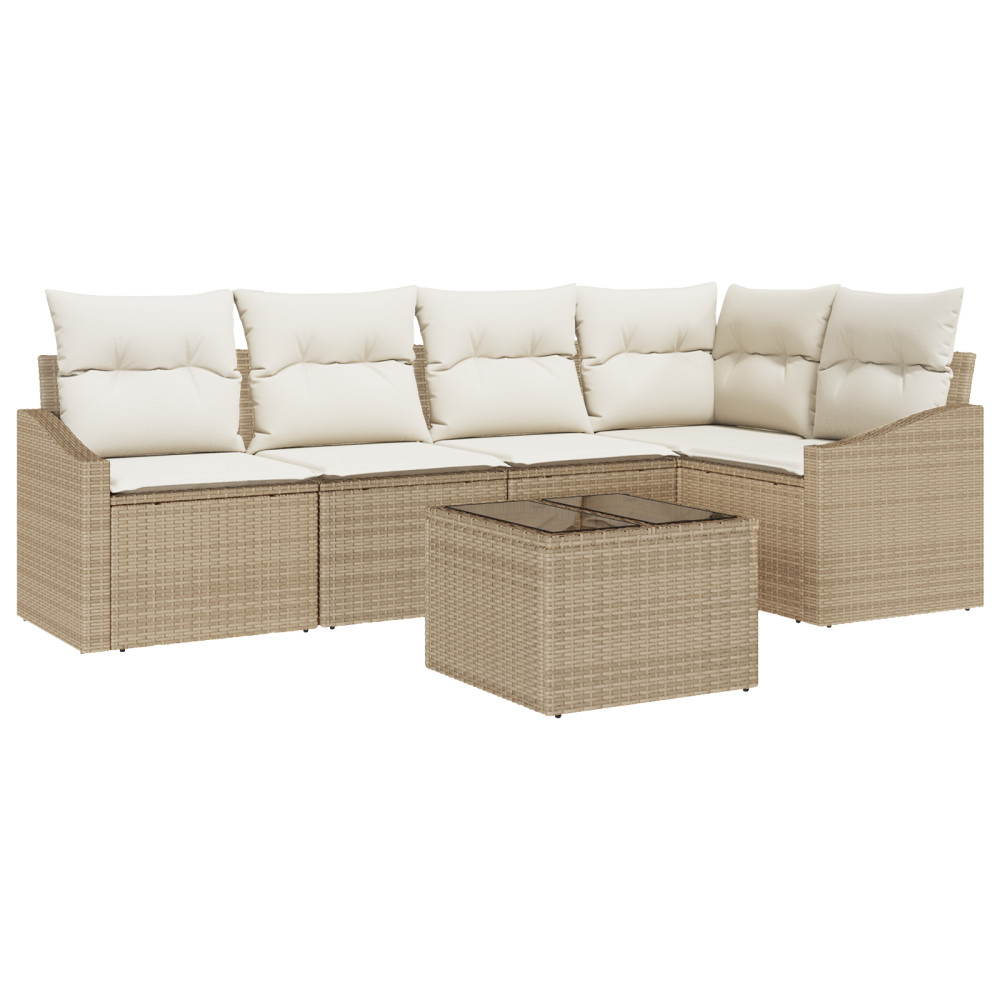 Produktbild för Trädgårdsoffset 6 pcs Beige och gräddfärgad konstrotting