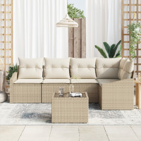 Produktbild för Trädgårdsoffset 6 pcs Beige och gräddfärgad konstrotting