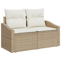 Produktbild för Trädgårdsoffset 6 pcs Beige och gräddfärgad konstrotting