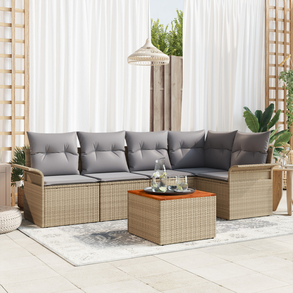 Produktbild för Trädgårdsoffset 6 pcs Beige och Ljusgrå konstrotting