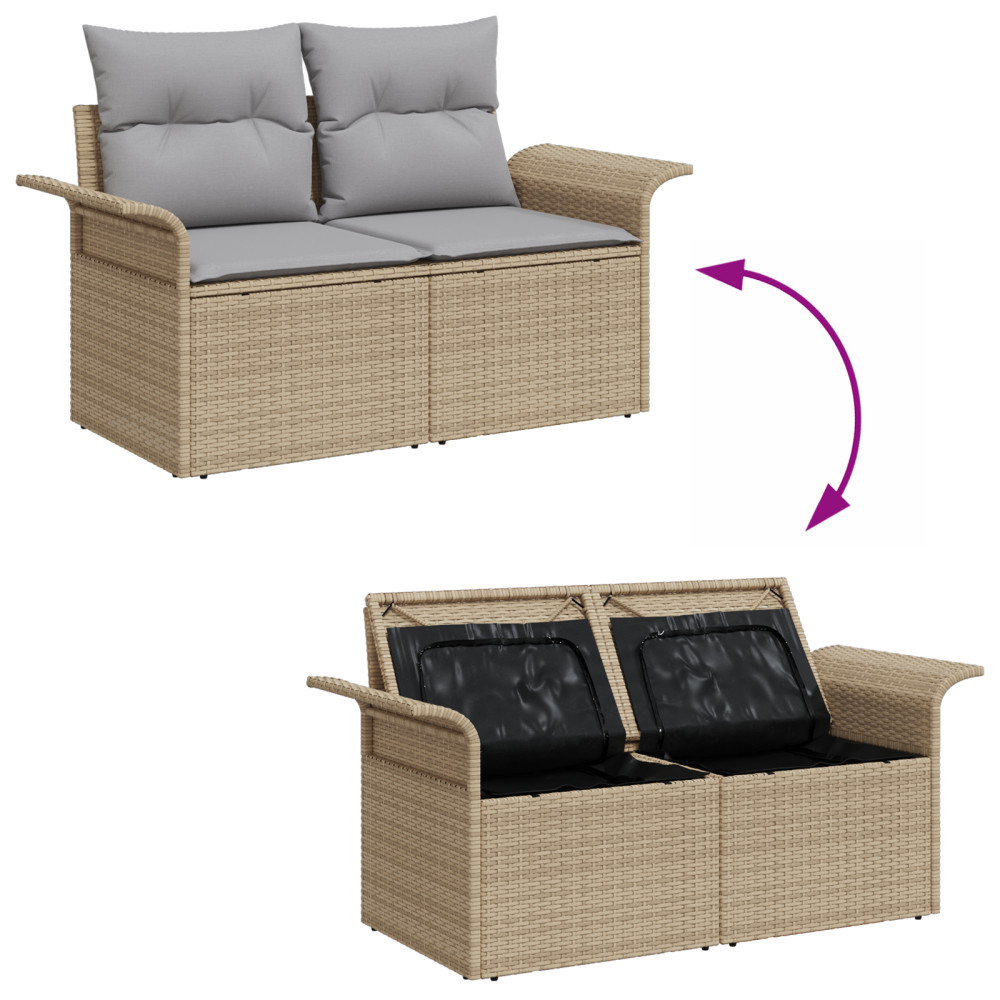 Produktbild för Trädgårdsoffset 6 pcs Beige och Ljusgrå konstrotting