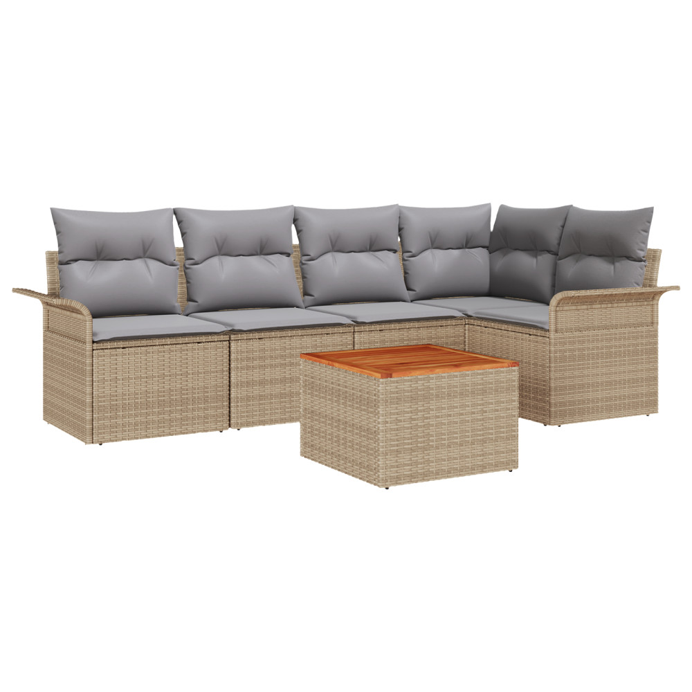 Produktbild för Trädgårdsoffset 6 pcs Beige och Ljusgrå konstrotting