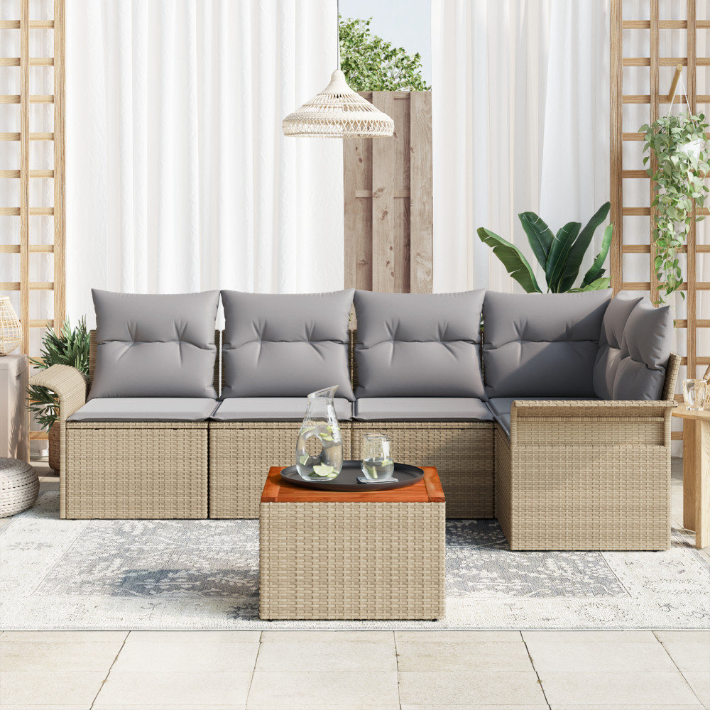 Produktbild för Trädgårdsoffset 6 pcs Beige och Ljusgrå konstrotting