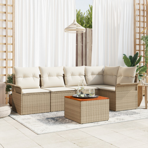 vidaXL Trädgårdsoffset 6 pcs Beige och gräddfärgad konstrotting