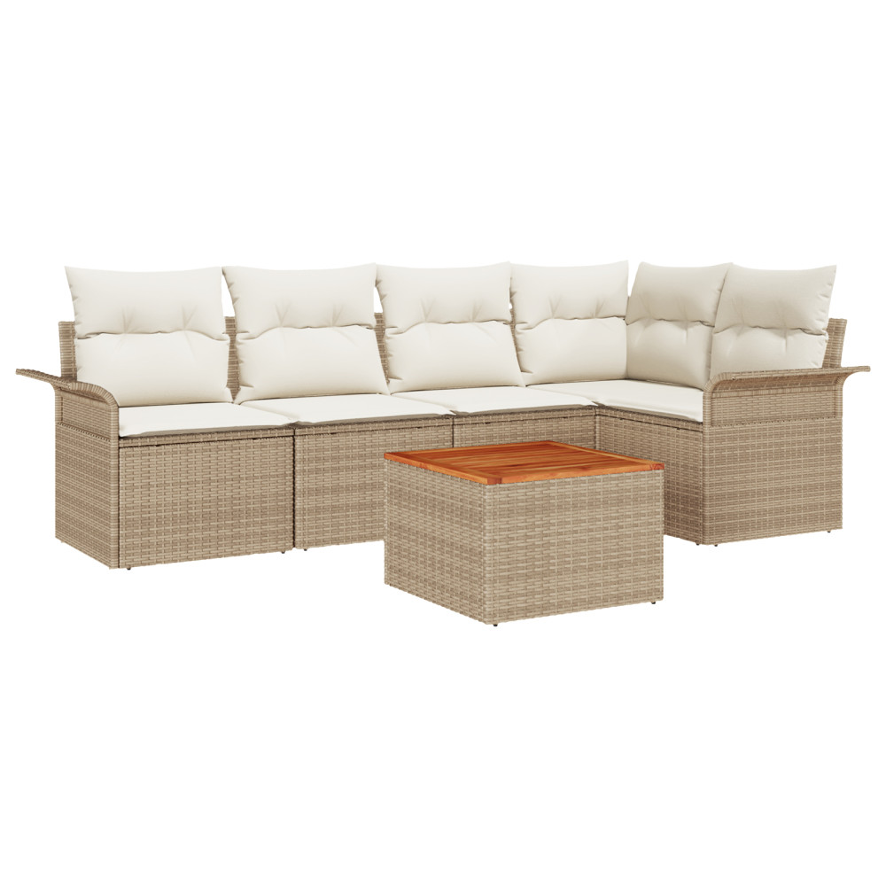 Produktbild för Trädgårdsoffset 6 pcs Beige och gräddfärgad konstrotting