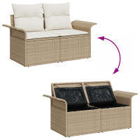 Produktbild för Trädgårdsoffset 7 pcs Beige och gräddfärgad konstrotting