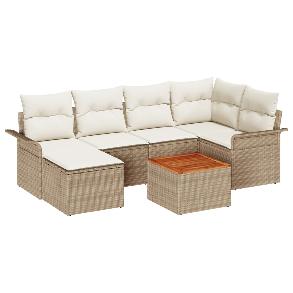 Produktbild för Trädgårdsoffset 7 pcs Beige och gräddfärgad konstrotting