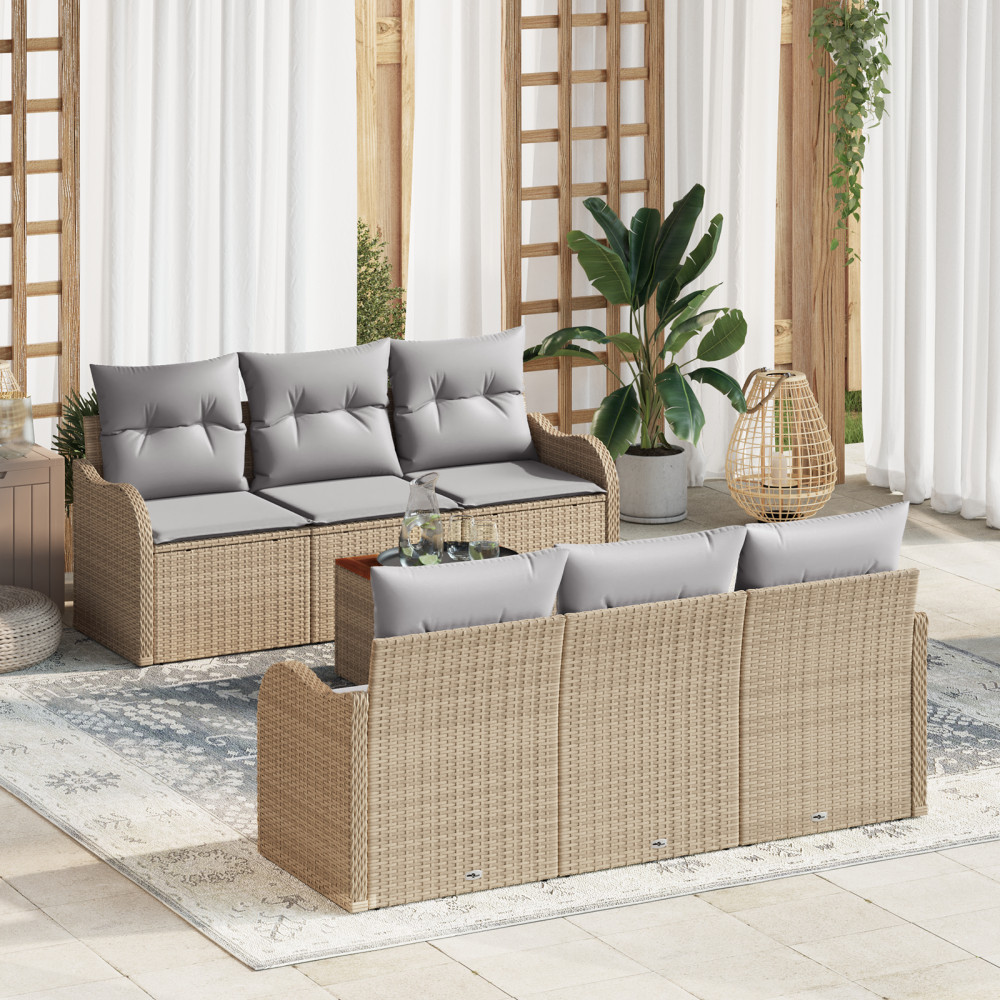 Produktbild för Trädgårdsoffset 7 pcs Beige och Ljusgrå konstrotting