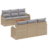Produktbild för Trädgårdsoffset 7 pcs Beige och Ljusgrå konstrotting