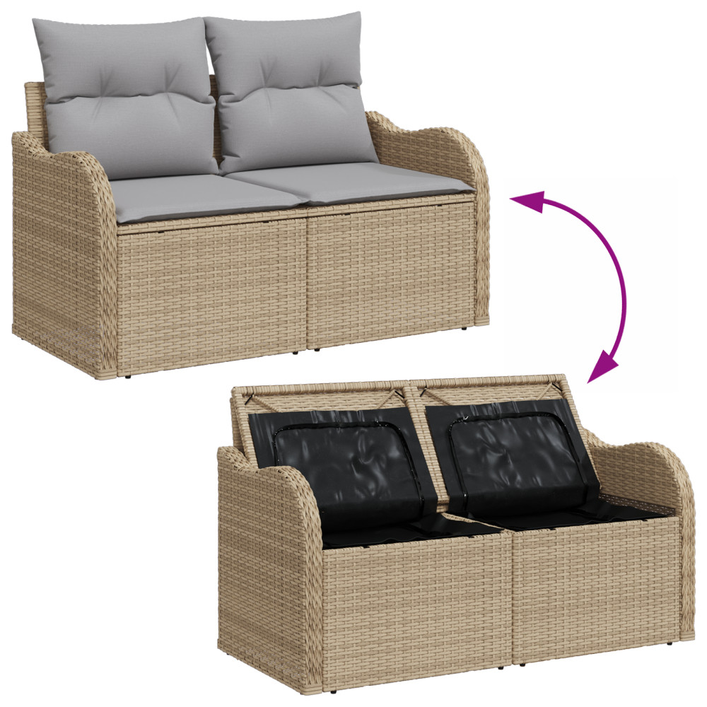 Produktbild för Trädgårdsoffset 7 pcs Beige och Ljusgrå konstrotting