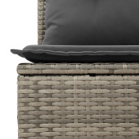 Produktbild för Trädgårdsoffset med kudde med lagring 6 pcs Grå Poly Rattan