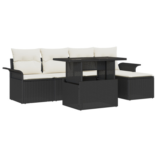 vidaXL Trädgårdsoffset 6 st Svart [Syntetisk]: Poly Rattan