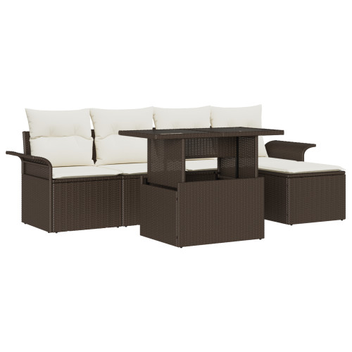 vidaXL Trädgårdsoffset 6 st Brun [Syntetisk]: Poly Rattan