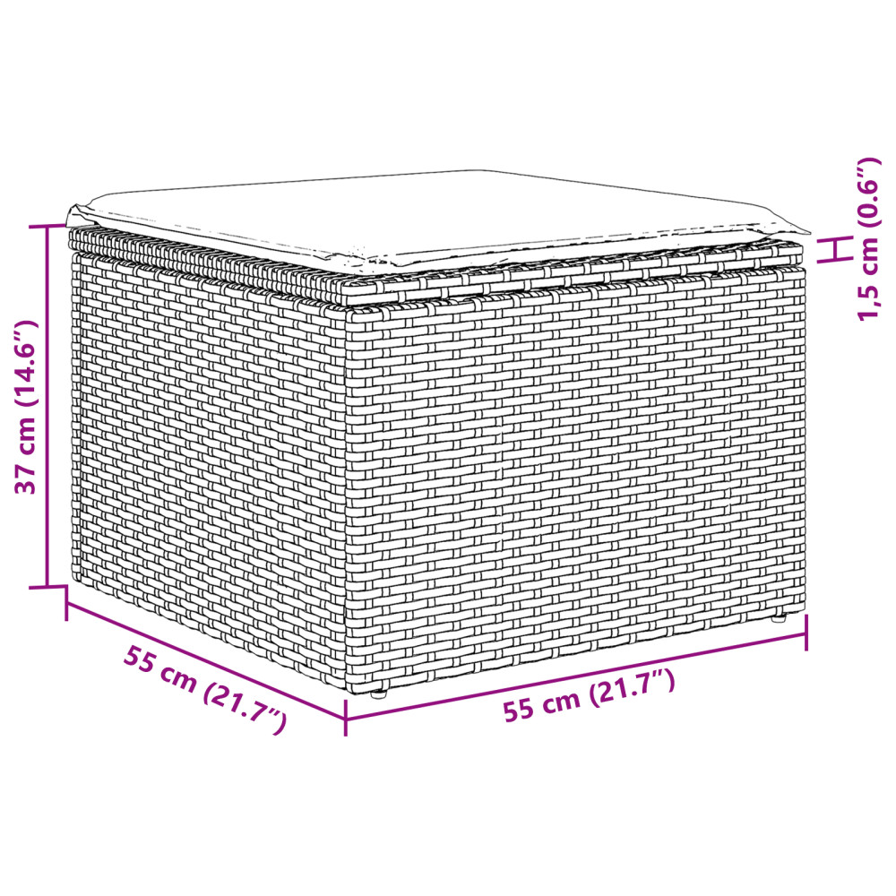 Produktbild för Trädgårdsoffset med kudde med lagring 6 pcs Svart Poly rattan