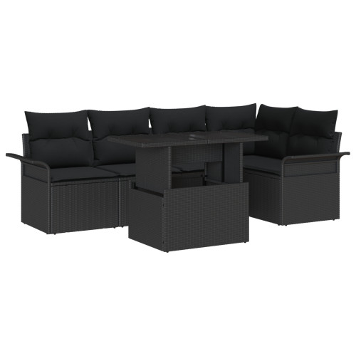 vidaXL Trädgårdsoffset 6 st Svart [Syntetisk]: Poly Rattan