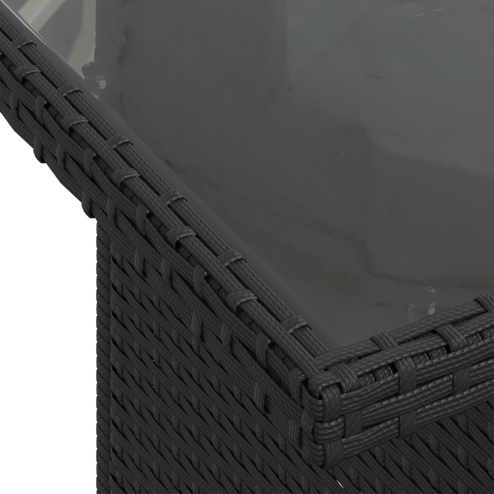 Produktbild för Trädgårdsoffset med kudde med lagring 7 pcs Svart Poly Rattan