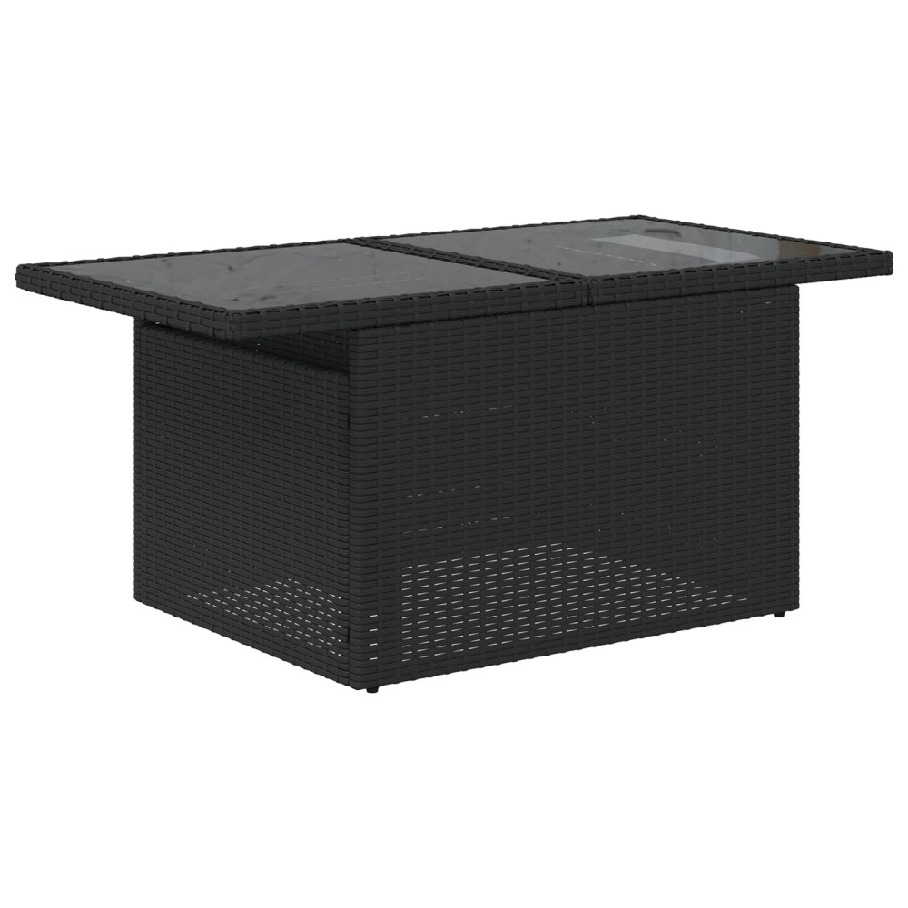 Produktbild för Trädgårdsoffset med kudde med lagring 7 pcs Svart Poly Rattan