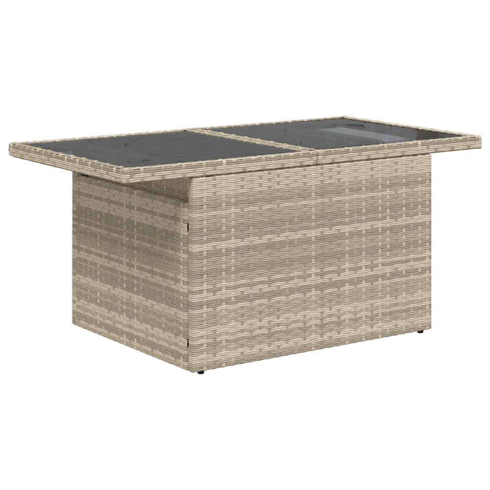 Produktbild för Trädgårdsoffset med kudde med lagring 7 pcs Ljusgrå Poly rattan