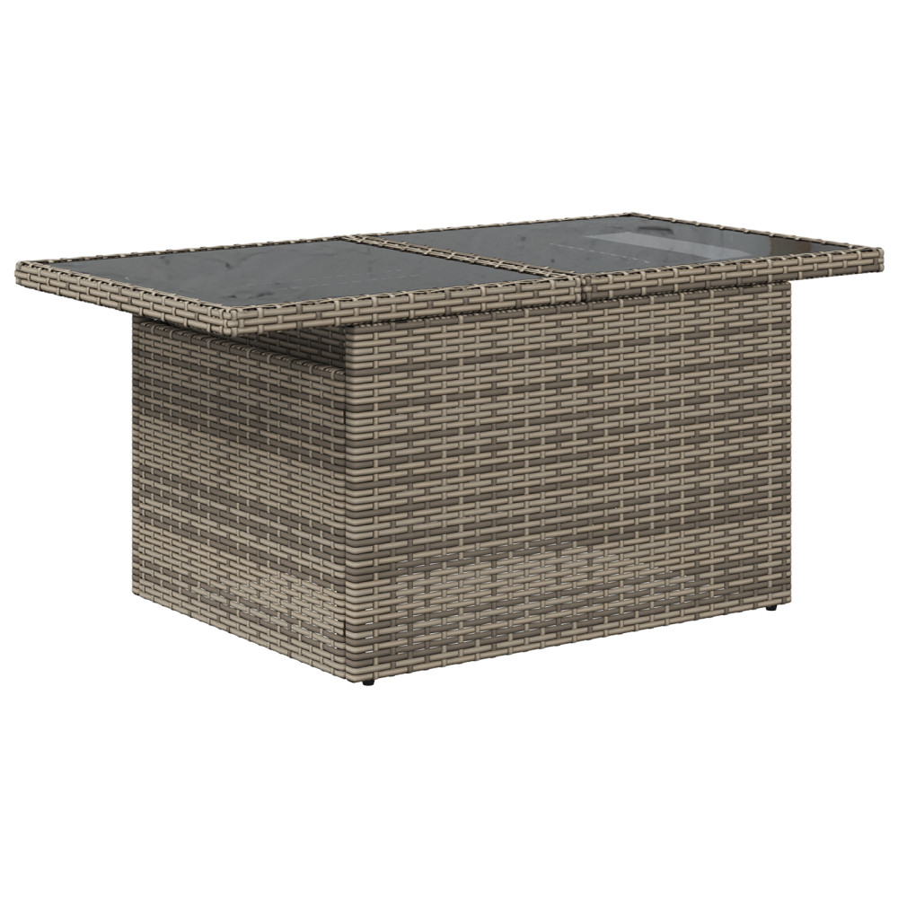 Produktbild för Trädgårdsoffset med kudde med lagring 7 pcs Grå Poly Rattan