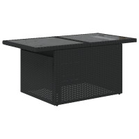 Produktbild för Trädgårdsoffset med kudde med lagring 8 pcs Svart Poly Rattan