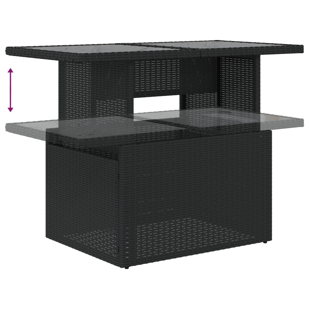 Produktbild för Trädgårdsoffset med kudde med lagring 5 pcs Svart Poly rattan