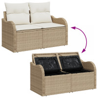 Produktbild för Trädgårdsoffset med lagring 8 pcs Beige Poly rattan