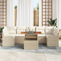 Produktbild för Trädgårdsoffset med lagring 8 pcs Beige Poly rattan