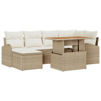 Produktbild för Trädgårdsoffset med lagring 7 pcs Beige Poly rattan