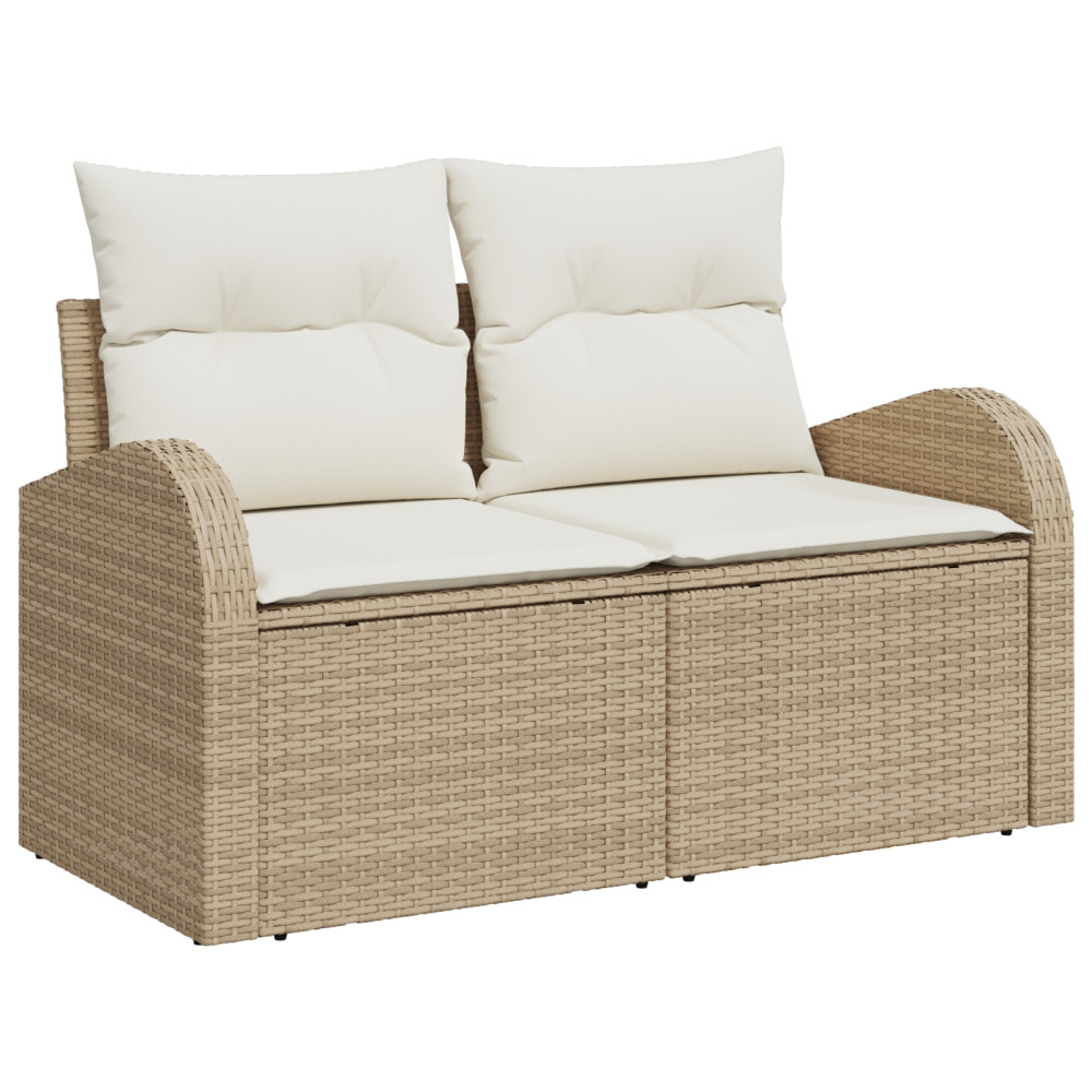Produktbild för Trädgårdsoffset med lagring 7 pcs Beige Poly rattan