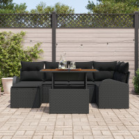 Produktbild för Trädgårdsoffset med lagring 7 pcs Svart Poly rattan