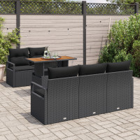 Produktbild för Trädgårdsoffset med lagring 6 pcs Svart Poly rattan