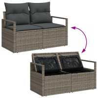 Produktbild för Trädgårdsoffset med lagring 7 pcs Grå Poly rattan