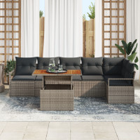 Produktbild för Trädgårdsoffset med lagring 7 pcs Grå Poly rattan