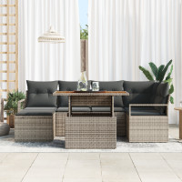 Produktbild för Trädgårdsoffset med lagring 7 pcs Grå Poly rattan