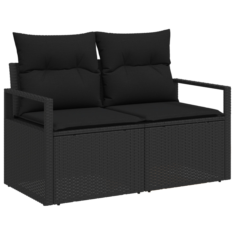 Produktbild för Trädgårdsoffset med lagring 7 pcs Svart Poly rattan