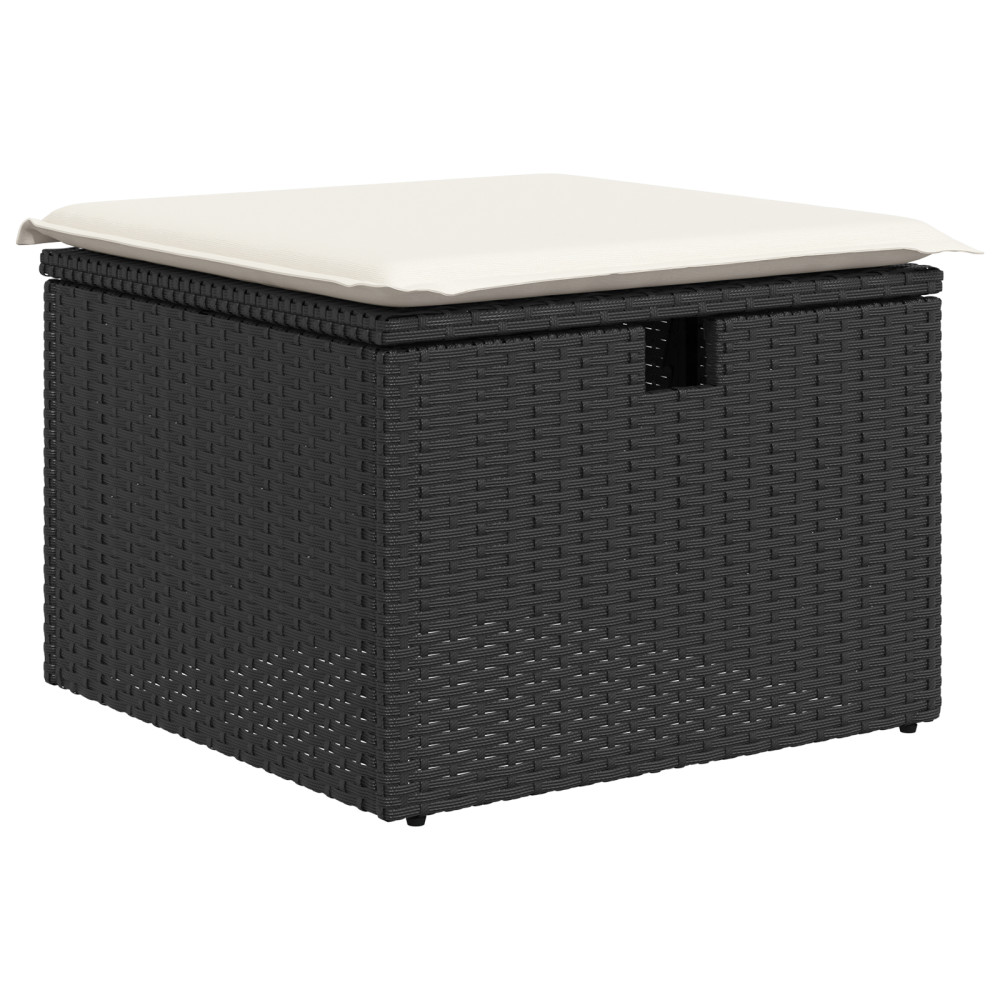 Produktbild för Trädgårdsoffset med kudde med lagring 6 pcs Svart Poly rattan