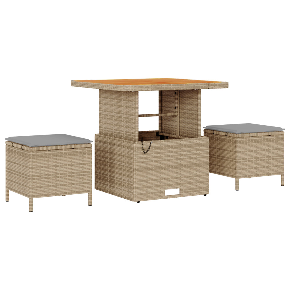 Produktbild för Trädgårdsoffset med kudde 9 pcs Beige konstrotting
