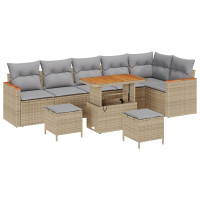 Produktbild för Trädgårdsoffset 9 pcs Beige konstrotting
