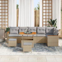 Produktbild för Trädgårdsoffset 9 pcs Beige konstrotting
