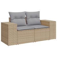 Produktbild för Trädgårdsoffset med kudde 9 pcs Beige och Ljusgrå konstrotting