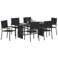 Produktbild för Trädgårdsmöbelset 7 pcs Svart konstrotting